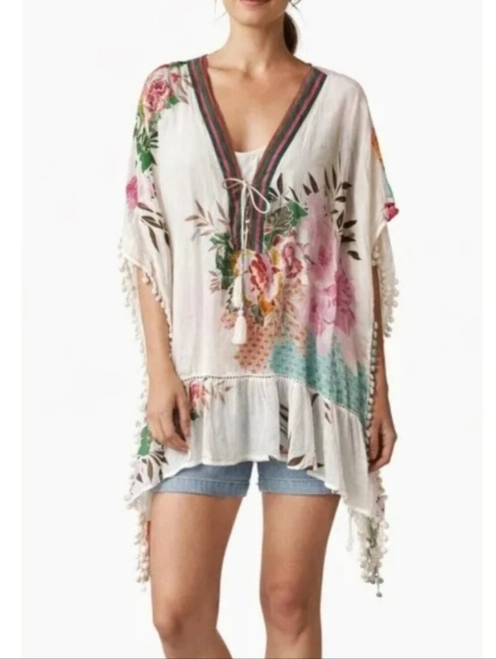 Z&L Swim Pom Pom Caftan Cover Up